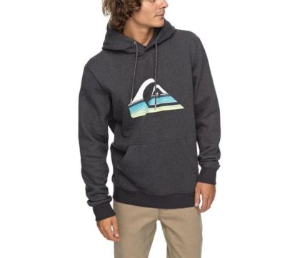 Quiksilver Big Logo (Dark grey heather) - felpa con Cappuccio da Uomo